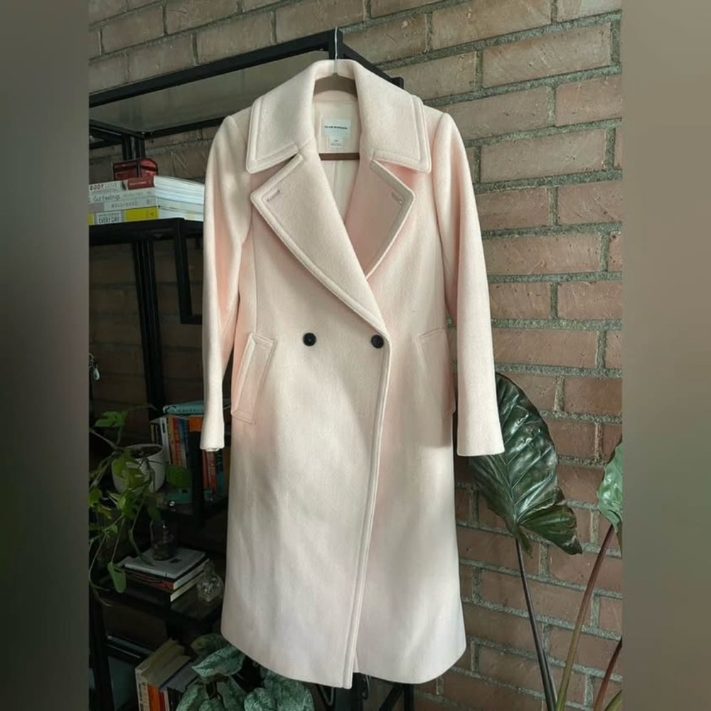 Club Monaco Daylina Double-Breasted Pink wool Coat - Picture 2 of 3